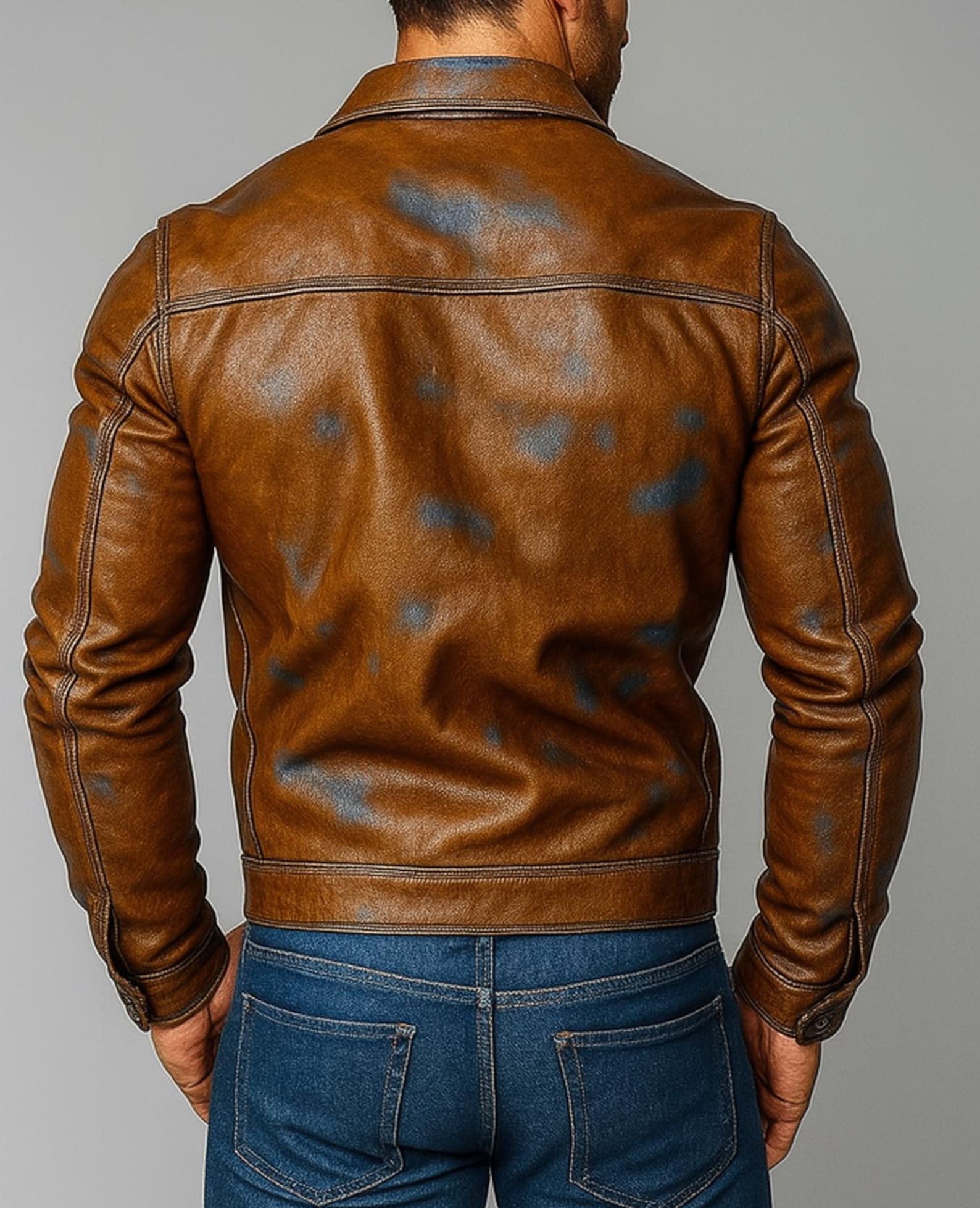 Men's Sheep Leather Biker Jacket: Slim Fit Cognac Brown - Daaran