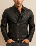 Daaran Obsidian Black Sheep Leather Moto Biker Jacket – side profile view
