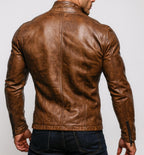 Men's Brown Sheep Leather Blazer: Vintage Slim Fit Jacket