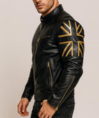 Men's Black Sheep Leather Bomber Jacket: Cropped Relaxed Fit