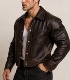 Men's Vintage Brown Sheep Leather Jacket | Western Cowboy Moto Style - Ironwood Rider