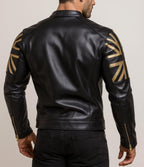 Men's Black Sheep Leather Bomber Jacket: Cropped Relaxed Fit