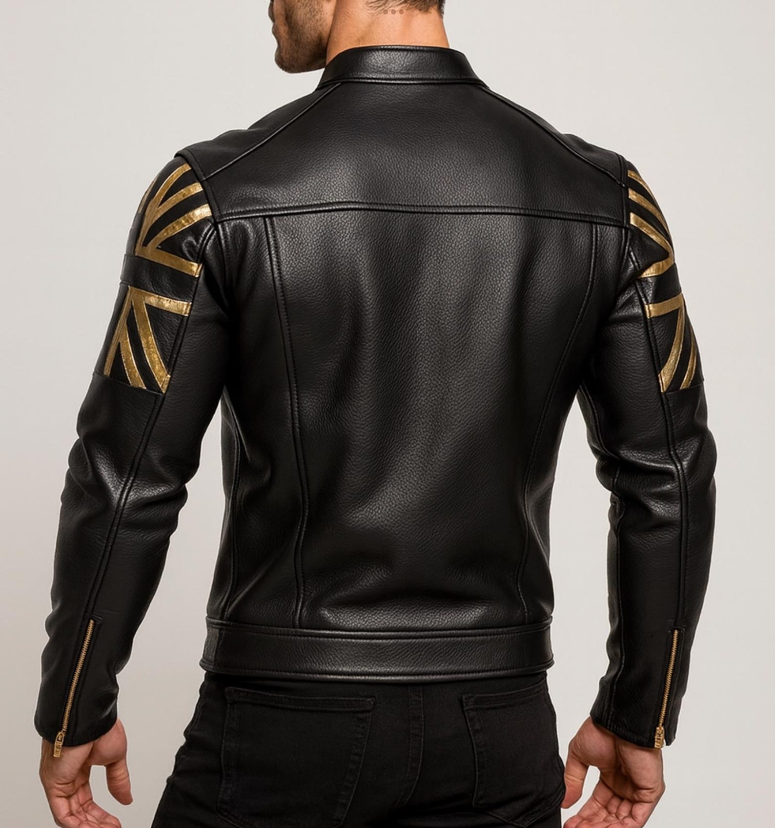 Men's Black Sheep Leather Bomber Jacket: Cropped Relaxed Fit