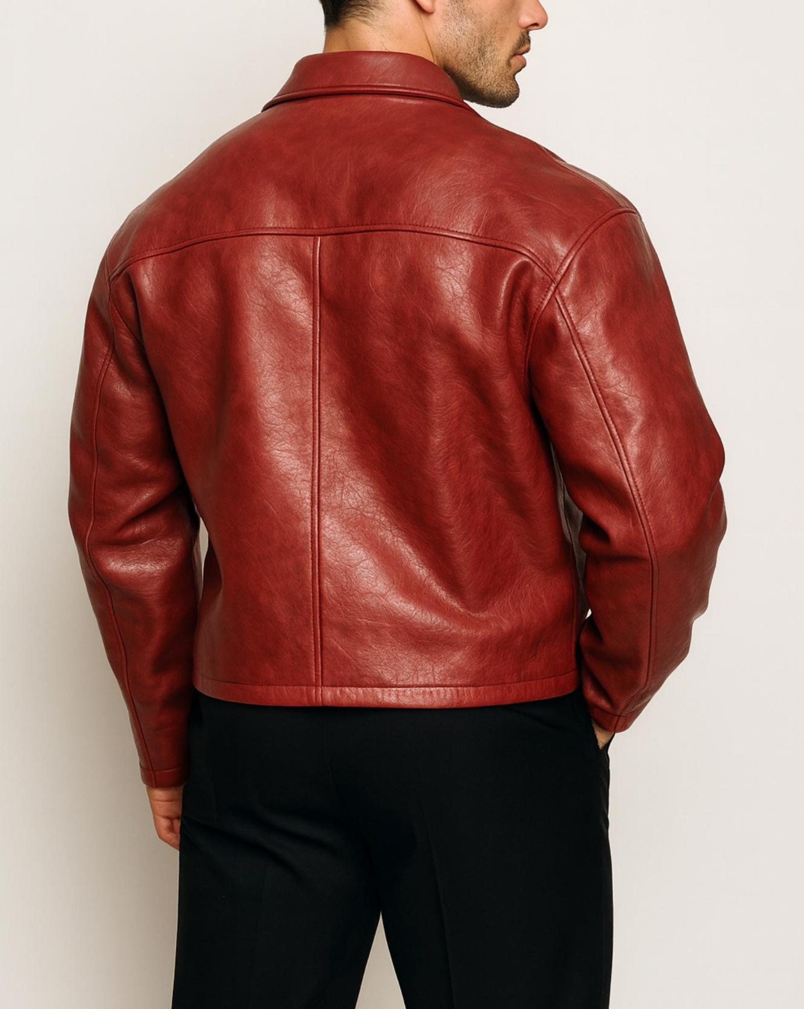 Men's Crimson Red Sheep Leather Jacket - Classic Fit: Daaran