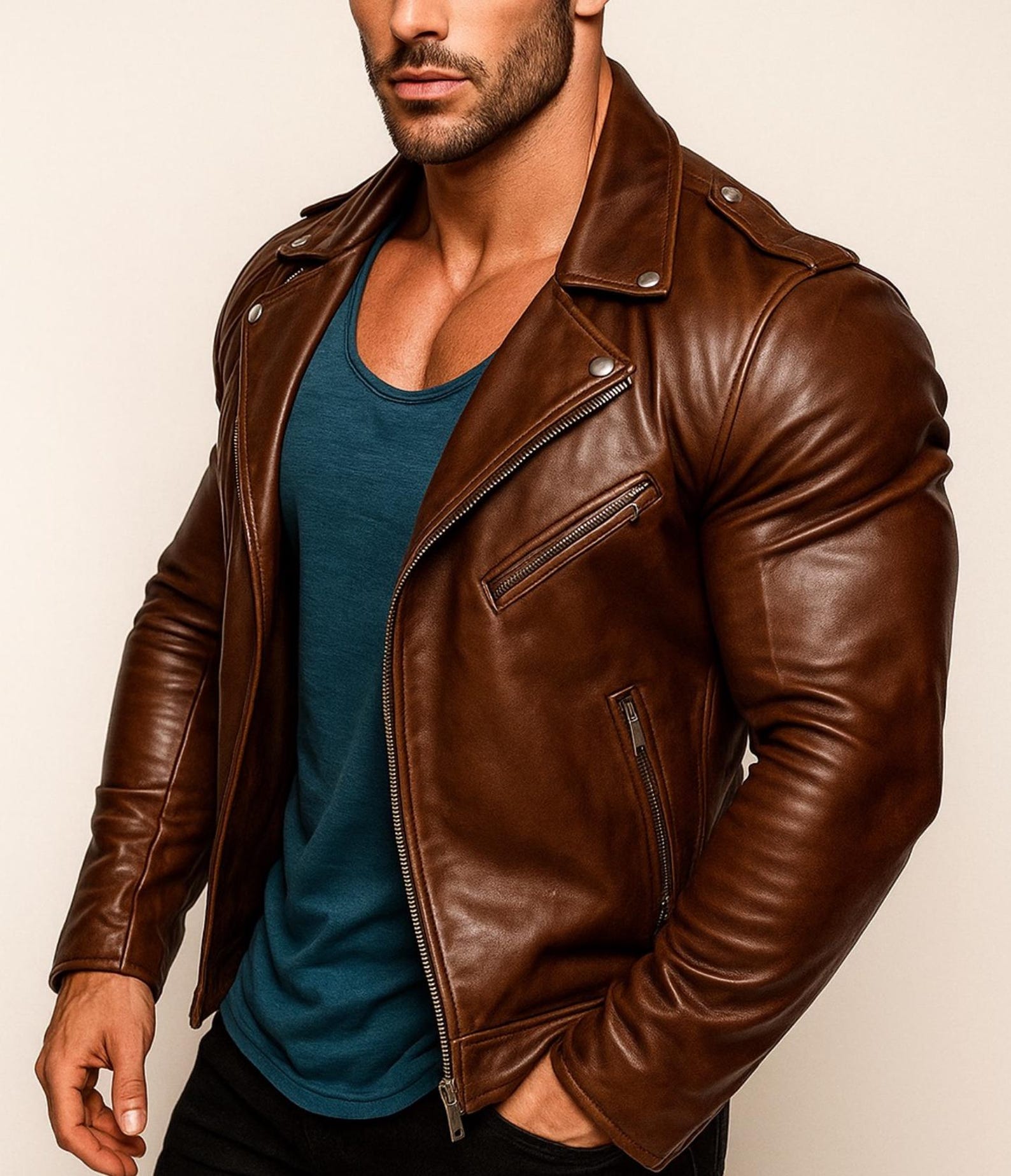 Handmade Sheepskin Leather Jacket: Classic Winter Coat for Men