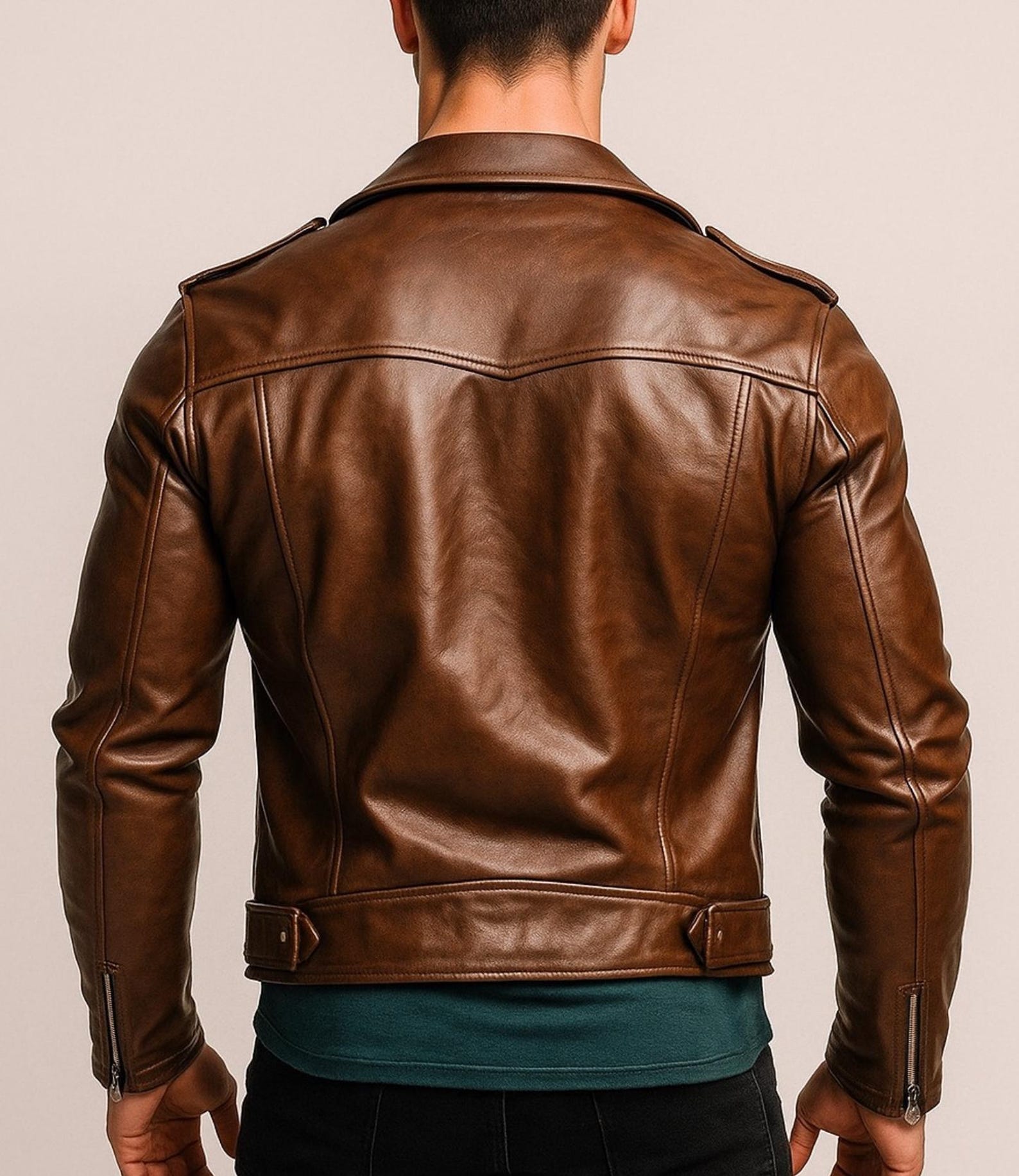 Handmade Sheepskin Leather Jacket: Classic Winter Coat for Men
