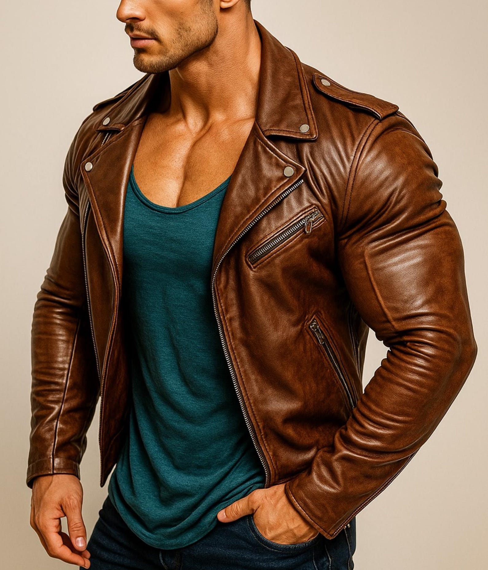 Handmade Sheepskin Leather Jacket: Classic Winter Coat for Men