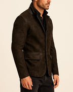 Dark Brown Suede Blazer Jacket - Savren by Daaran
