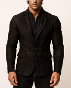 Dark Brown Suede Blazer Jacket - Savren by Daaran