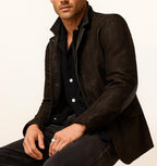 Dark Brown Suede Blazer Jacket - Savren by Daaran