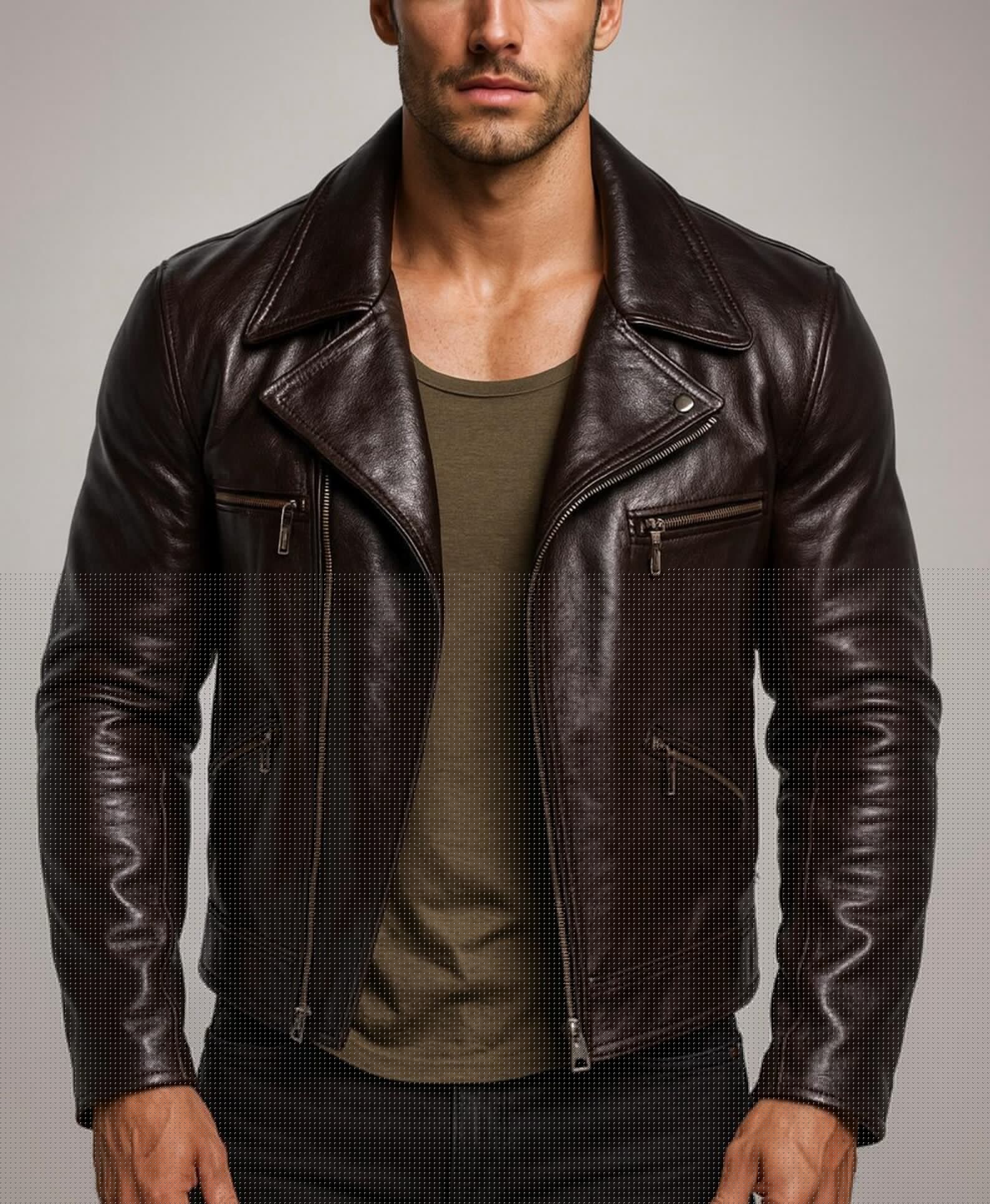 Dark Brown Sheep Leather Biker Jacket for Men-DAARAN Oxenfall Jacket