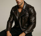 Dark Brown Sheep Leather Biker Jacket for Men-DAARAN Oxenfall Jacket