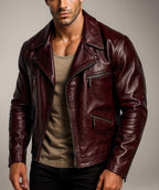 Dark Brown Sheep Leather Biker Jacket for Men-DAARAN Oxenfall Jacket
