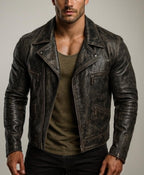Dark Brown Sheep Leather Biker Jacket for Men-DAARAN Oxenfall Jacket