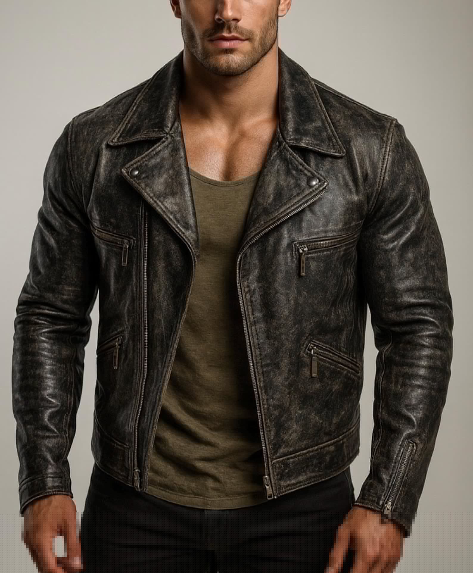 Dark Brown Sheep Leather Biker Jacket for Men-DAARAN Oxenfall Jacket