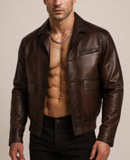 Brown Sheep Leather Bomber Jacket for Men | Real Leather Outerwear | Havaro by Daaran