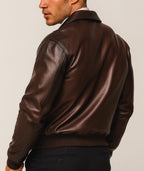 Brown Sheep Leather Bomber Jacket for Men | Real Leather Outerwear | Havaro by Daaran