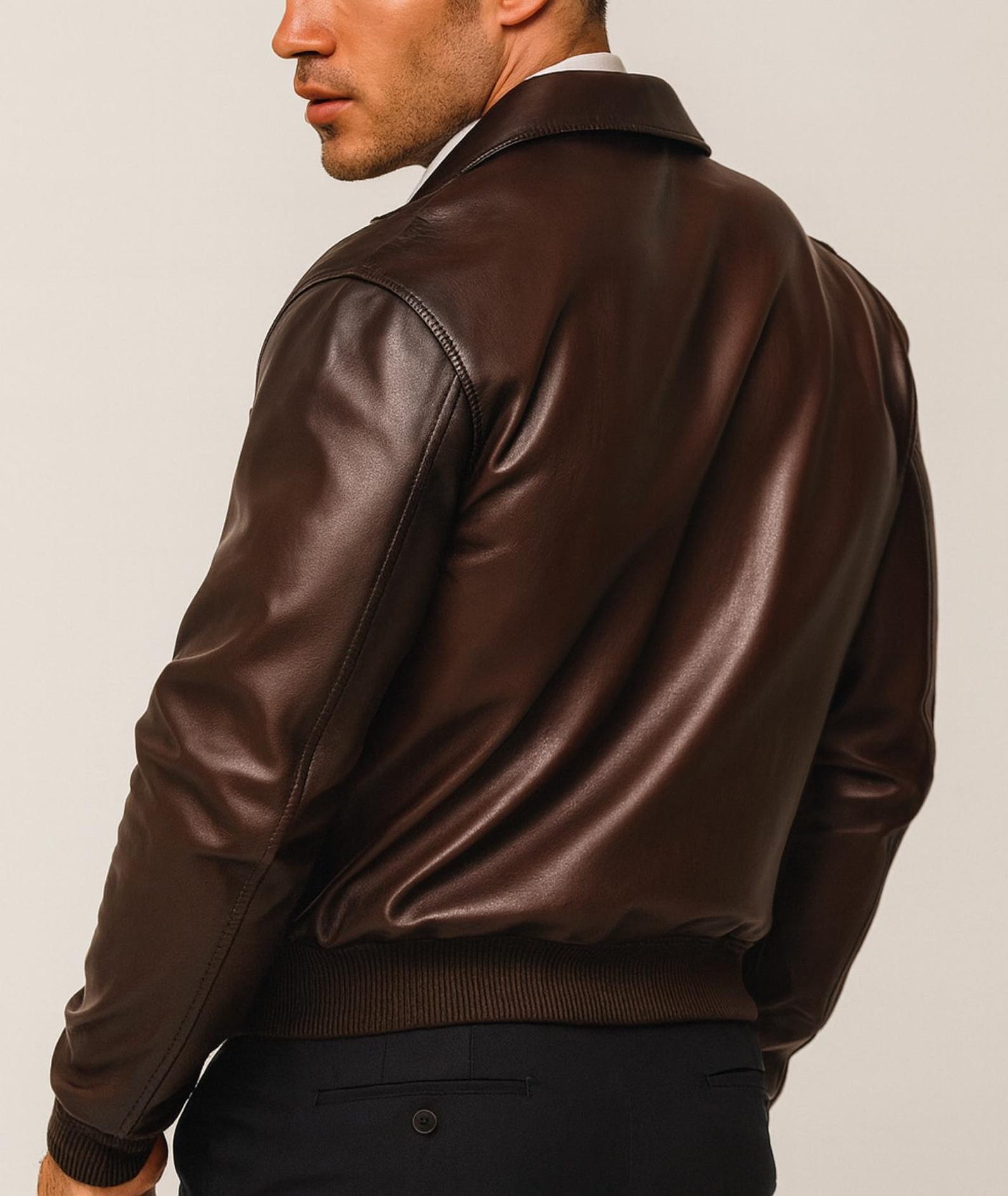 Brown Sheep Leather Bomber Jacket for Men | Real Leather Outerwear | Havaro by Daaran