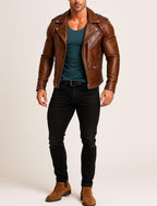 Handmade Sheepskin Leather Jacket: Classic Winter Coat for Men