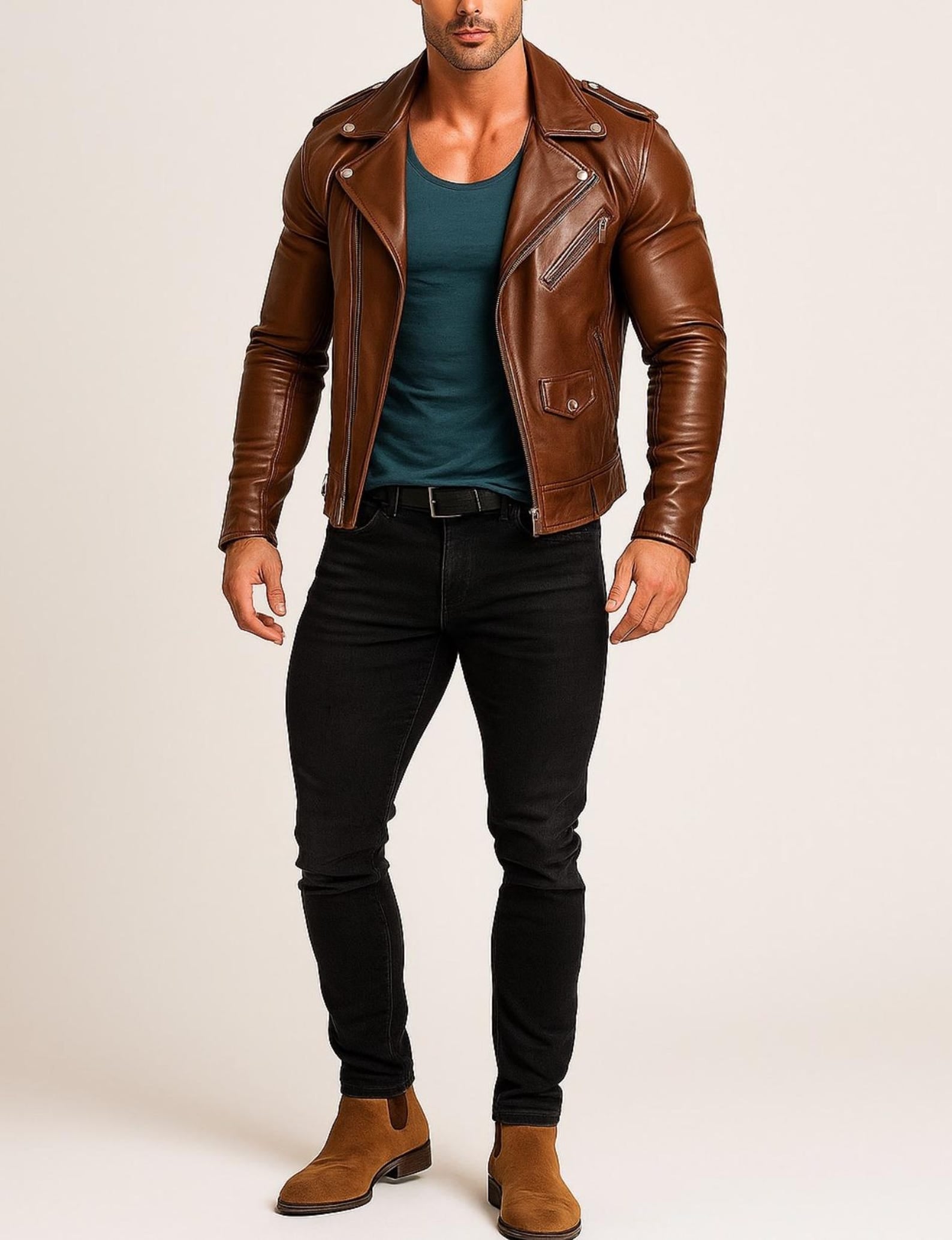 Handmade Sheepskin Leather Jacket: Classic Winter Coat for Men