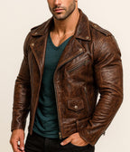 Handmade Sheepskin Leather Jacket: Classic Winter Coat for Men