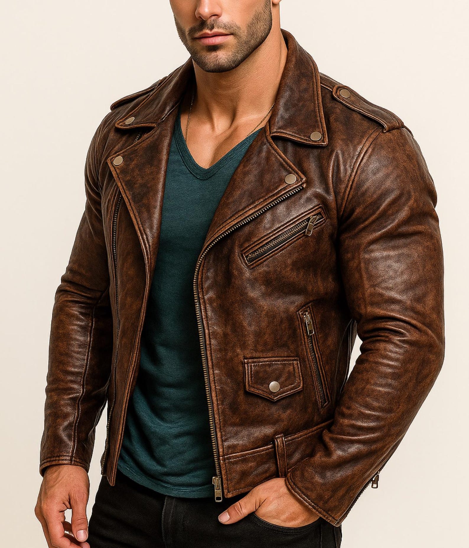 Handmade Sheepskin Leather Jacket: Classic Winter Coat for Men