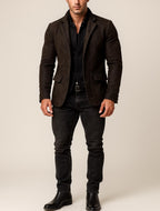 Dark Brown Suede Blazer Jacket - Savren by Daaran
