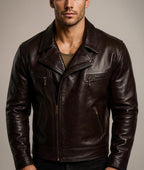 Dark Brown Sheep Leather Biker Jacket for Men-DAARAN Oxenfall Jacket