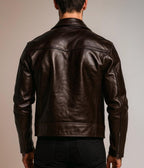 Dark Brown Sheep Leather Biker Jacket for Men-DAARAN Oxenfall Jacket