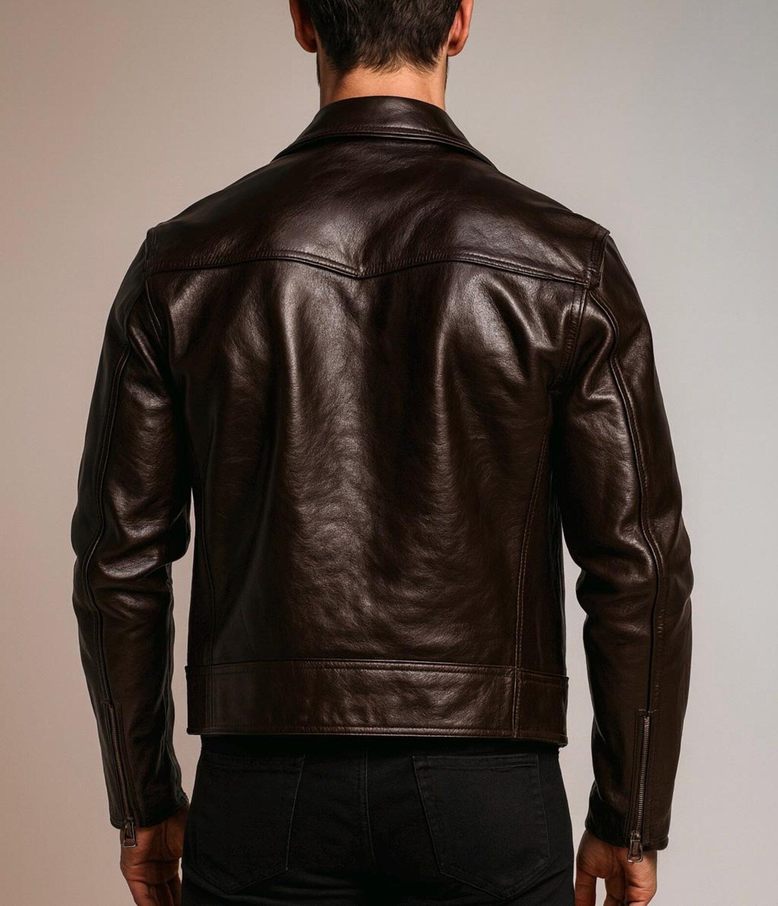 Dark Brown Sheep Leather Biker Jacket for Men-DAARAN Oxenfall Jacket