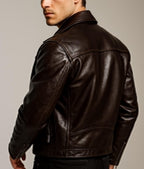 Dark Brown Sheep Leather Biker Jacket for Men-DAARAN Oxenfall Jacket