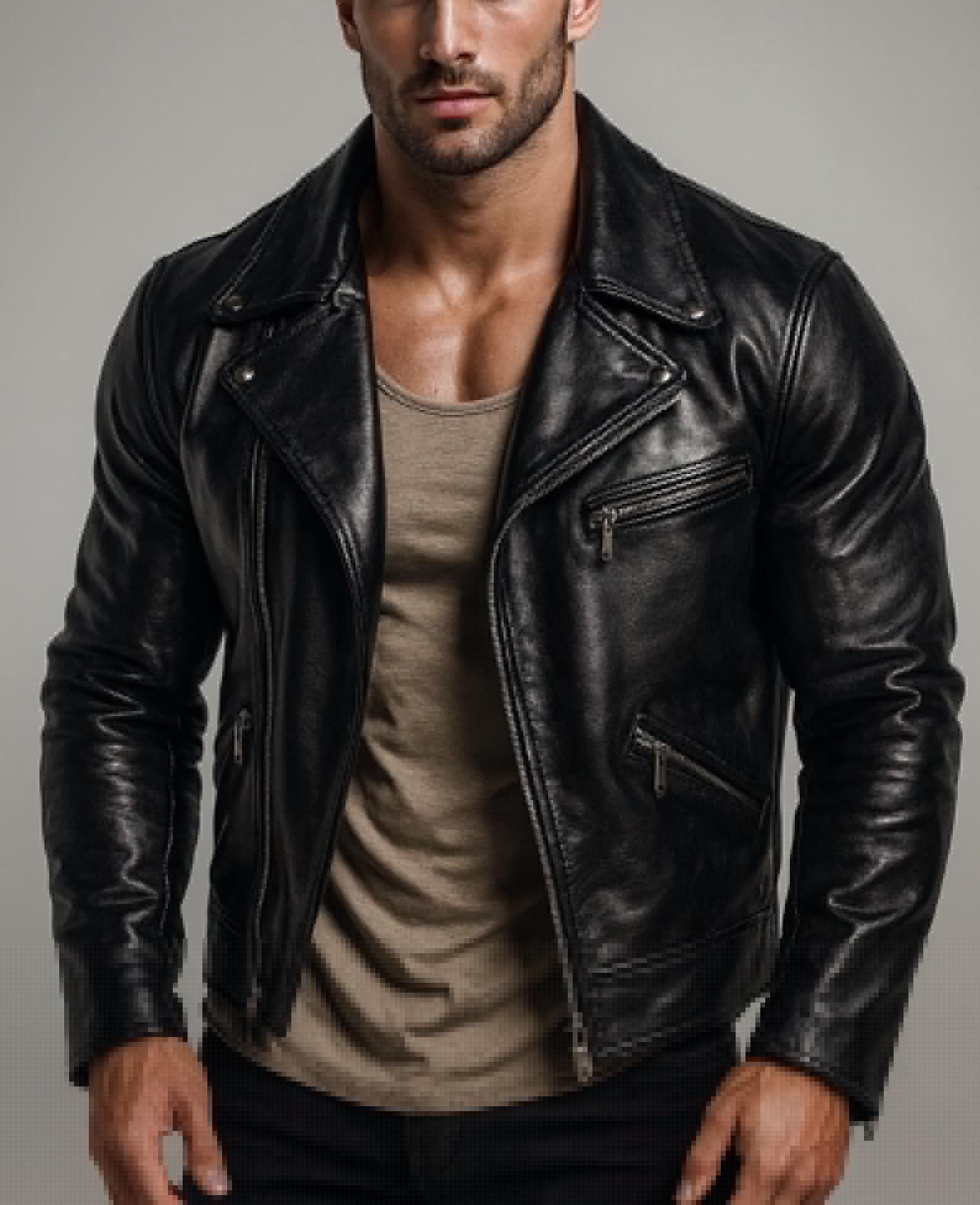 Dark Brown Sheep Leather Biker Jacket for Men-DAARAN Oxenfall Jacket