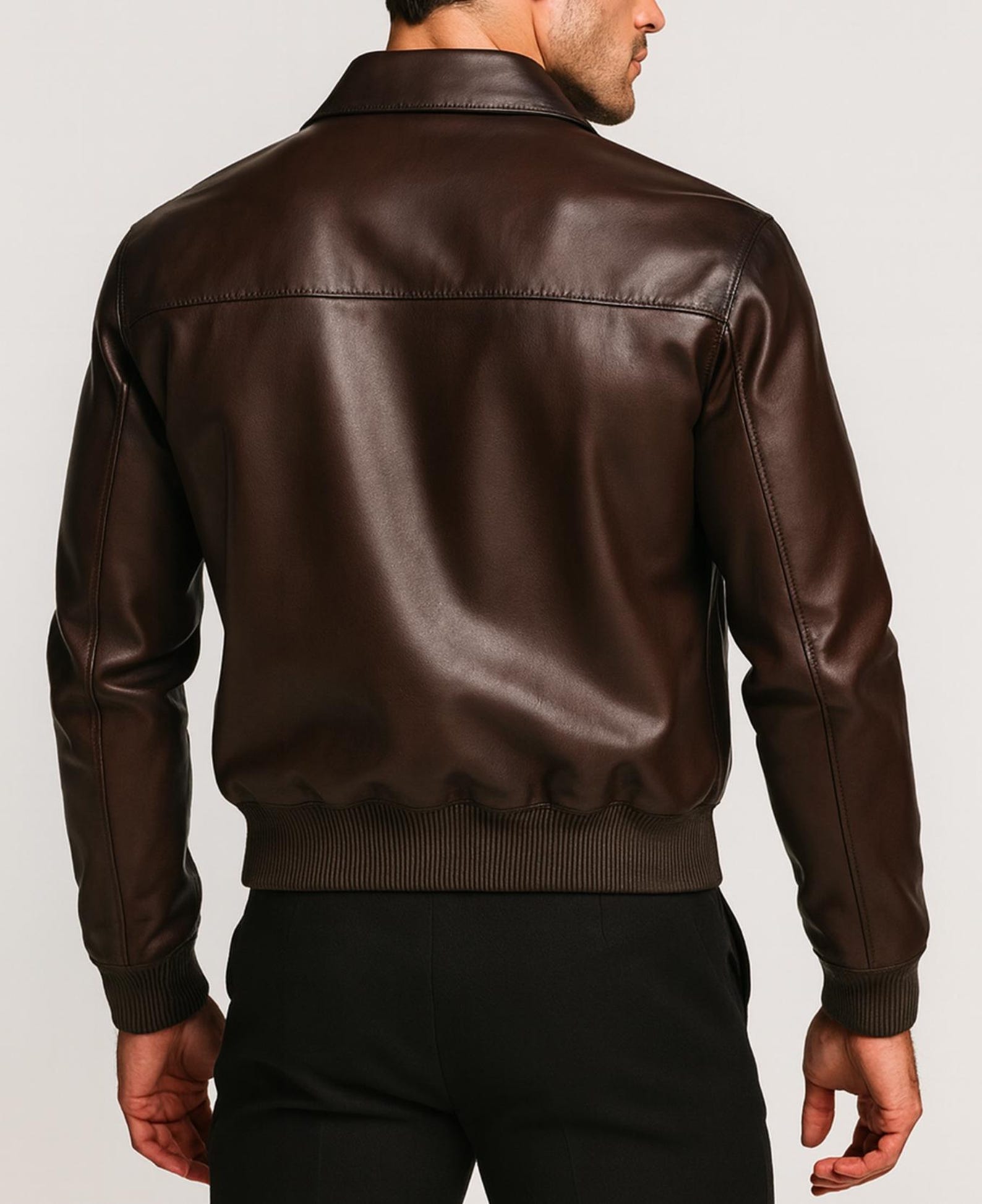 Brown Sheep Leather Bomber Jacket for Men | Real Leather Outerwear | Havaro by Daaran