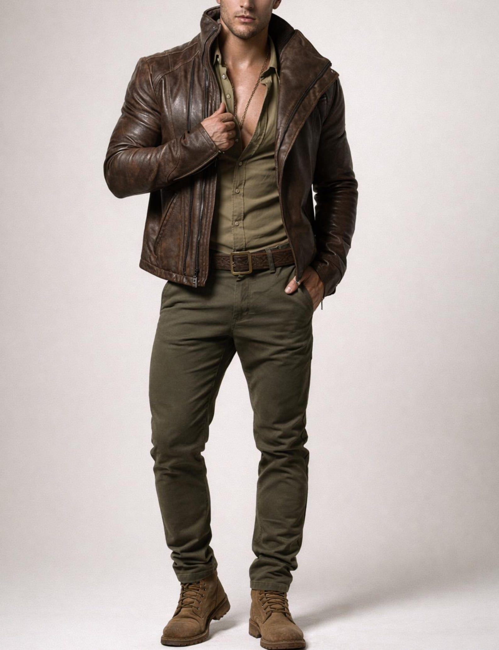 Vintage Brown Sheep Leather Cafe Jacket – Knox | Daaran – sleeve and cuff detail