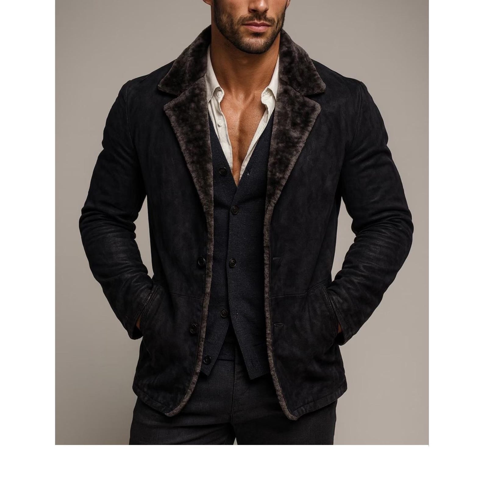 Men's Vintage Brown Sheep Leather Jacket | Western Cowboy Moto Style - Ironwood Rider (Copy)