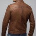 Men's Sheep Leather Bomber Jacket: Slim Fit Caramel Brown Outerwear