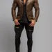 Men's Brown Sheep Lesther Blazer Jacket- Slim Fit Moto Style