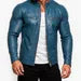 Cobalt Blue Sheep Leather Biker Jacket: Slim Fit Moto Style