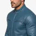 Cobalt Blue Sheep Leather Biker Jacket: Slim Fit Moto Style
