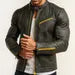 Distressed Green Sheep Leather Biker Jacket: Gold Zippers, Modern Fit