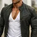 Distressed Green Sheep Leather Biker Jacket: Gold Zippers, Modern Fit