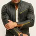 Distressed Green Sheep Leather Biker Jacket: Gold Zippers, Modern Fit