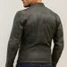 Distressed Green Sheep Leather Biker Jacket: Gold Zippers, Modern Fit