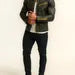 Distressed Green Sheep Leather Biker Jacket: Gold Zippers, Modern Fit