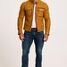 Men's Mustard Suede Biker Jacket: Vintage Moto with Red Zippers