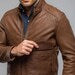Men's Sheep Leather Bomber Jacket: Slim Fit Caramel Brown Outerwear