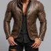 Men's Brown Sheep Lesther Blazer Jacket- Slim Fit Moto Style