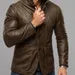 Men's Brown Sheep Lesther Blazer Jacket- Slim Fit Moto Style
