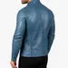 Cobalt Blue Sheep Leather Biker Jacket: Slim Fit Moto Style