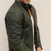Distressed Green Sheep Leather Biker Jacket: Gold Zippers, Modern Fit